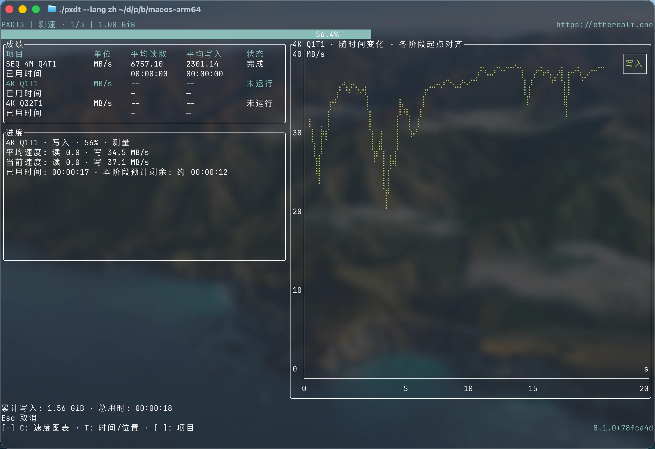测速运行中的实时速度曲线