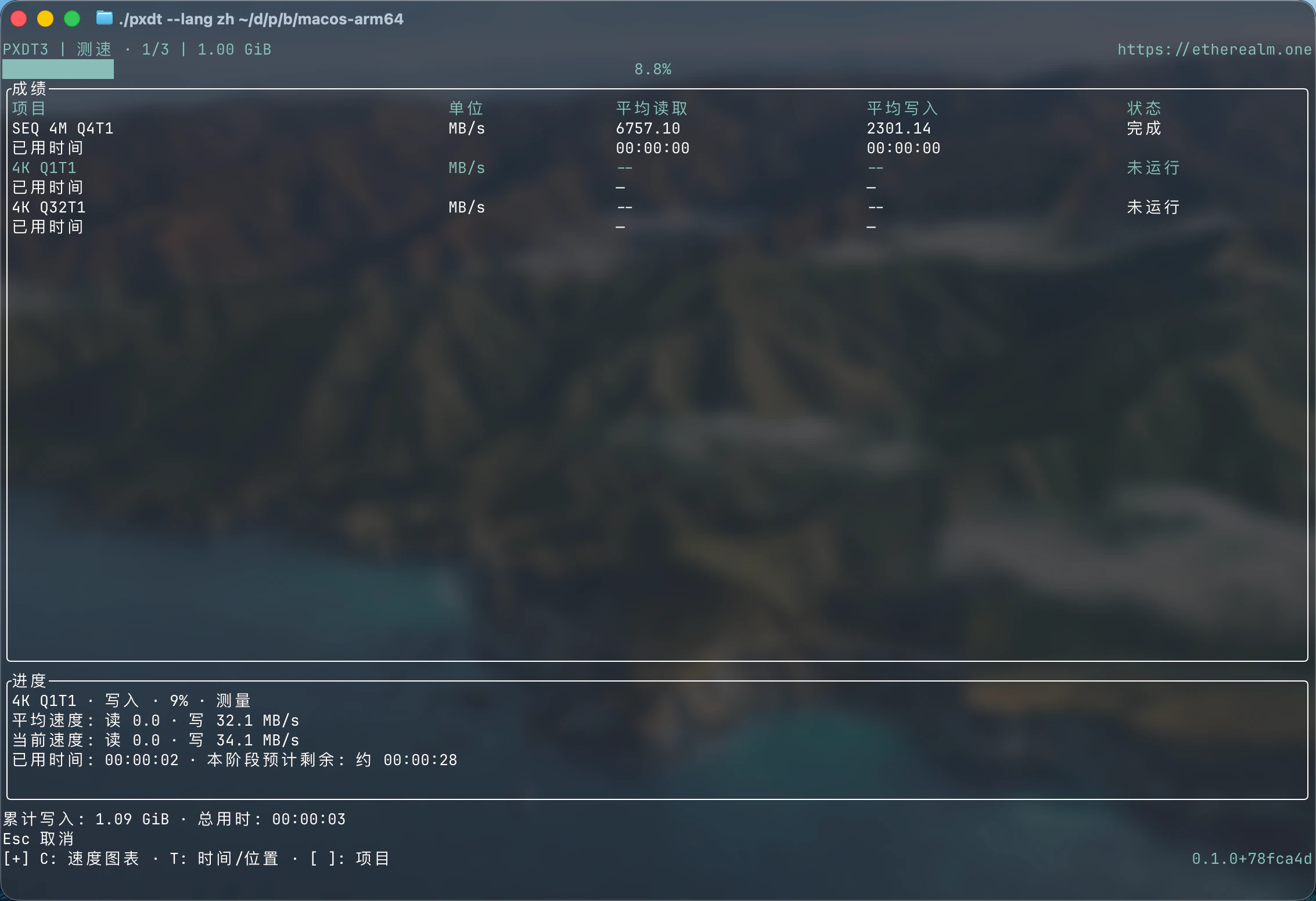 测速运行中的成绩与阶段进度